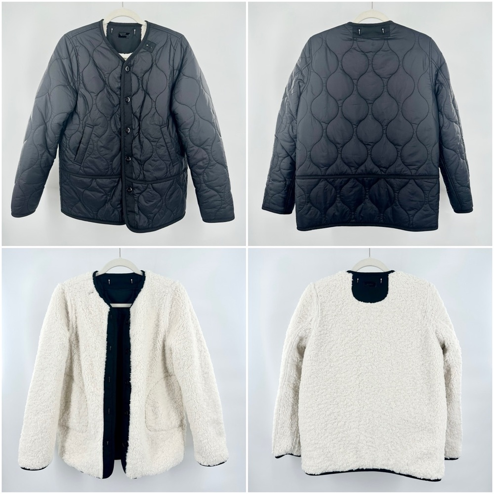 MOTHER Jacket-Lining Reversible BLACK Quilted Shearling Sherpa NWT